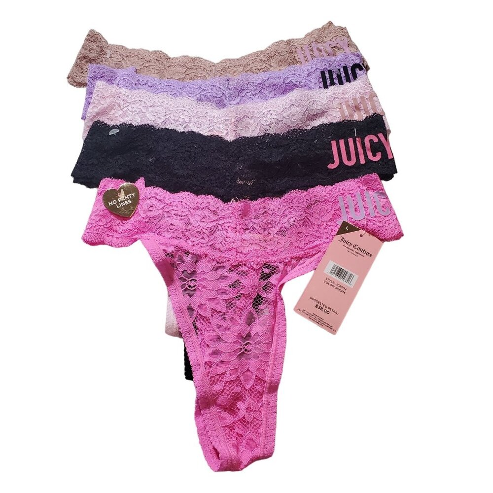 Juicy Couture womens panties 5pack underwear bikini Size Large multicolor nwt